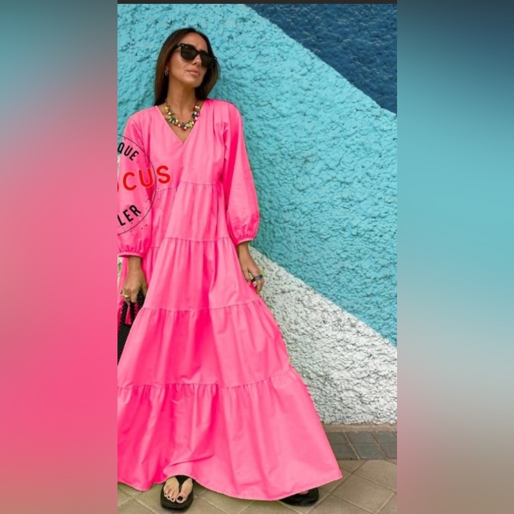 Zara new sleeve poplin pink dress - Picture 6 of 6